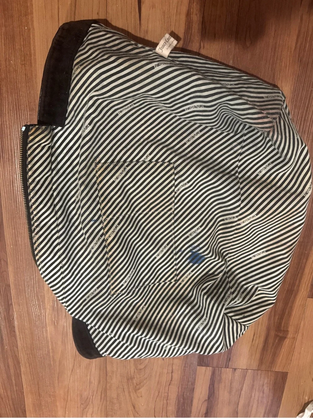 Juicy Couture Black Velvet Tote with Red Crest Motifs